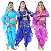 Ensemble de jupe de hauts de costume d'Halloween pour femmes avec accessoires tenue de performance de danse du ventre 6 couleurs