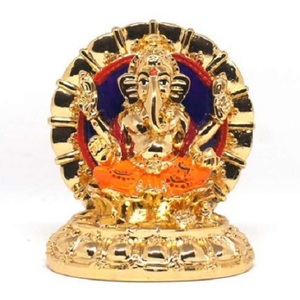 Idole de Ganesh en or de qualité supérieure, fabriquée à la main, en acier inoxydable, décoration artistique, décoration murale, durable, écologique, nouveau design, mariage, Diwali - Product Image 1