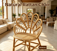 Fauteuil simple en rotin véritable, design nordique, non inclinable, pour enfants et adultes, pour balcon et loisirs à domicile