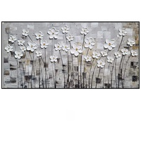 Décoration de salon, peinture à l'huile florale faite à la main, acrylique, grande toile originale bleue et blanche, art mural abstrait, 6 couleurs