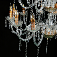 Lustre LED FUNMOOD classique style bougie en cristal à trois niveaux, modèle 3008, 6/8/12 ampoules, suspension décorative pour mariages et hôtels