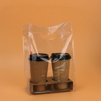 Sac d'emballage alimentaire portable en PE recyclé, personnalisé, à fond carré, épaissi, pour boissons à emporter (thé au lait et jus)