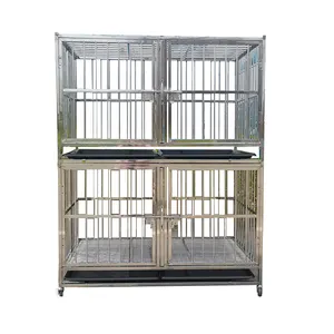 Jaula de 2 capas de acero inoxidable para mascotas, jaula plegable portátil grande para mascotas a la venta, jaula para perros de 94cm