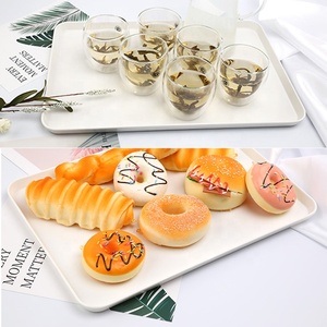 Khay Phục Vụ Thức Ăn Vát Cạnh Đĩa Nhựa Cắm Trại Màu Đen Nhà Hàng Bằng Nhựa Màu Trắng Có Thể Xếp Chồng Lên Nhau Khay Melamine Trong Kho - Product Image 3