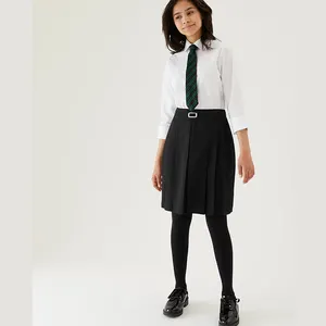 OEM广州制服制造商松紧腰日本女孩永久褶皱学校裙子制服