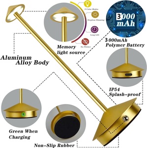 Vàng nhỏ xách tay ngoài trời Led Bàn ánh sáng ban đêm Dimmable Bar đèn trong Nhôm không dây LED bảng đèn - Product Image 3