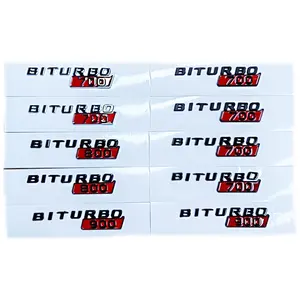 Diskon besar 3D stiker mobil ABS krom berlapis BITURBO 700 800 900 lencana Logo untuk Mercedes Benz eksterior stiker mobil