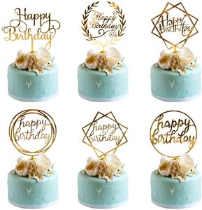 Happy Birthday Cake Topper Acrilico Del Bigné Topper per Vari Decorazione Della Torta di <span class=keywords><strong>Compleanno</strong></span> <span class=keywords><strong>Oro</strong></span> - Product Image 2