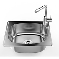 Évier de cuisine à cuve unique fabriqué à la main par Son Ha, fabricant vietnamien, best-seller, prêt à installer avec robinet d'eau chaude/froide