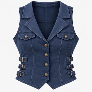 Fabricante mayorista de chalecos vaqueros para mujer, mezclilla de algodón de 300 g/m², marca privada para colecciones minoristas en EE. UU. - Product Image 3