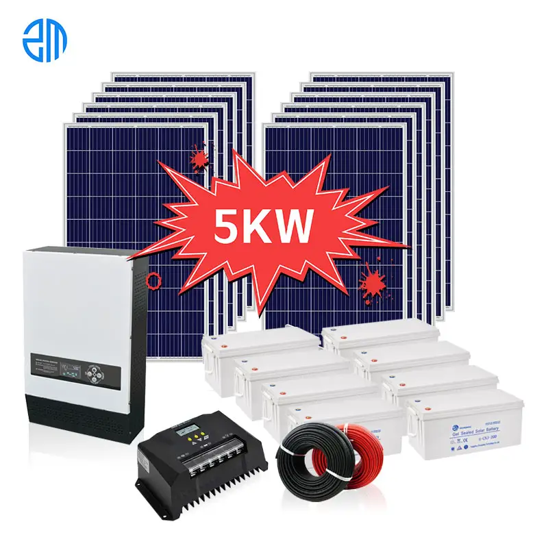5KW 10KW 15KW ปิดตารางระบบพลังงานแสงอาทิตย์110โวลต์220โวลต์ไฮบริดระบบพลังงานแสงอาทิตย์ชุด5KVA