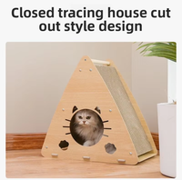 Katzen-Kratzbaum und Bett-Kombination, Vertikales Dreieckiges Design aus Spanplatte mit Austauschbarem Einsatz, Niedliches Design