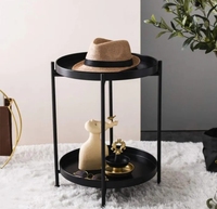 Table basse de luxe meubles de maison rustique Antique lit rond bout de canapé Table d'appoint croix métal acier moderne personnalisé noir 1 ensemble
