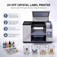 A3 UV DTF Crystal Label Printer CMYKW Varnish Ink Crystal Transfer Sticker Printing Machine for Glass Mug Cup Custom Logo