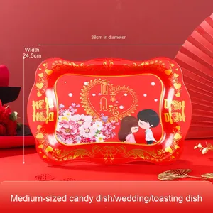 Wholesale Classic Design Disposable Red Square Fruit and <strong>Candy</strong> <strong>Tray</strong> for Weddings Festivals and Camping for Tea Serving - Product Image 3