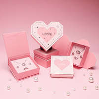 Coffret Cadeau Magnétique Shaher en Forme de Cœur Rose avec Impression Quadricolore et Sac Doublé Éponge Rose pour Emballage Saint-Valentin et Mariage