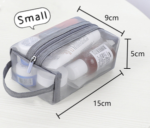 Bolsa de maquillaje de viaje de malla de nailon transparente de moda con logotipo personalizado al por mayor de fábrica de Shenzhen cremallera reciclable hecha de PC de PVC - Product Image 2