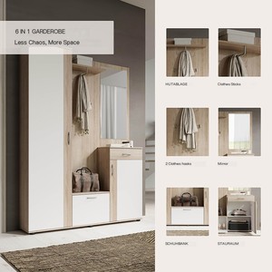 Mueble de Almacenamiento de Gran Capacidad <span class=keywords><strong>para</strong></span> la Entrada con Cajones, Perchero, Espejo, Organizador de Pasillo <span class=keywords><strong>para</strong></span> Almacenamiento del Hogar - Product Image 4
