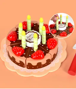 Ahşap öğleden sonra çay evi doğum günü hediyesi simülasyon ahşap çilek kek kesim kesim müzik küçük prenses mutfak oyuncakları