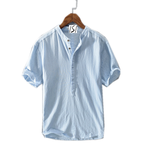 Chemise en lin <span class=keywords><strong>pour</strong></span> homme, <span class=keywords><strong>col</strong></span> <span class=keywords><strong>Mao</strong></span> - Product Image 2