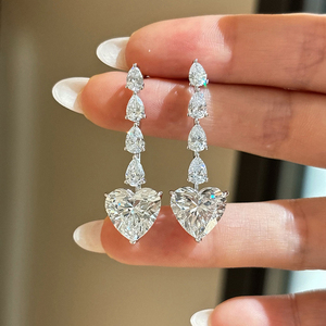 อาซูโอ รีอัล 18K โซลิด ไวท์โกลด์ แล็บ กรอว์น ไดมอนด์สตั๊ดต่างหูรูปหัวใจสุดหรูสำหรับผู้หญิงงานเลี้ยงระดับไฮเอนด์ - Product Image 3