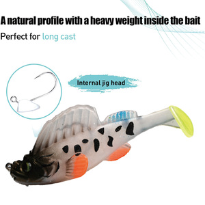 HYD 7,5 cm 14g señuelo de pesca cebo suave <span class=keywords><strong>T</strong></span> cola inferior Swimbait Dark Sleeper Isca señuelo de pesca Artificial para la venta - Product Image 4