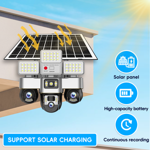 Солнечная светодиодная камера для наружного наблюдения 4G с 3 объективами, 3 PTZ, 12 МП, AI-отслеживанием, ночным видением, обнаружением движения, водонепроницаемость IP66, беспроводная. - Product Image 2