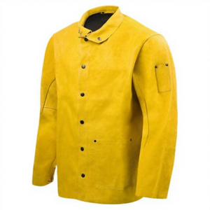 Veste de soudeur en daim marron résistante au feu, manches longues, coupe classique, protection thermique 300 ° C-500 ° Sutures surfilées - Product Image 4