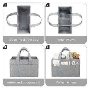 Sac de rangement pour couches de voyage en <span class=keywords><strong>feutre</strong></span> avec séparateurs, <span class=keywords><strong>lavable</strong></span>, pliable, multifonctionnel, indispensable pour les voyages, organiseur de couches pour bébé - Product Image 4