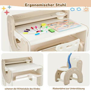 Ensemble de bureau et chaise d'étude modernes pour enfants, design nuage, avec étagère de rangement, pour la maison et la crèche - Product Image 3