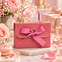 Boîte cadeau de luxe en carton rigide avec couvercle à rabat, poignée et nœud en ruban, emballage personnalisé avec logo pour mariage, anniversaire, vente en gros
