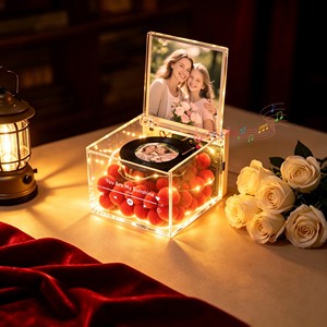 Acrylic Record Player Music <b>Box</b> Custom Photo Light Up Mother's Day <b>Gift</b> Birthday Present For Couple - Product Image 1