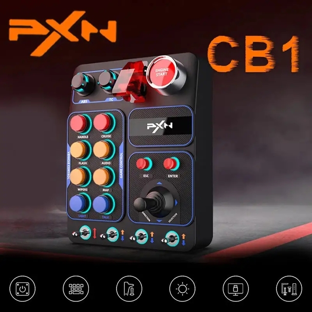 PXN CB1 Wired Metal Simulator Control Box with Multifunctional Keys RGB for PC-EURO Truck Racing Game Mainland