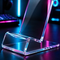 Support de téléphone moderne en acrylique transparent poli, design monobloc sans couture, accessoires de bureau