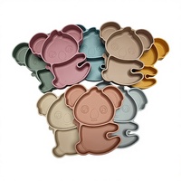 Assiette à ventouse en silicone Koala pour bébé, compartimentée, qualité alimentaire, pour l'alimentation des tout-petits, sans BPA