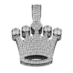925 Sterling <b>Silver</b> Moissanite Crown Charm <b>Pendant</b> Iced Out Round Brilliant Hiphop Party <b>for</b> <b>Men</b> Women Gift - Product Image 1