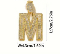 Usine En Gros Or Argent Métal Couleur Hip Hop En Alliage De Zinc et Bling Strass Grand Unique Anglais Lettre Charme Pendentif