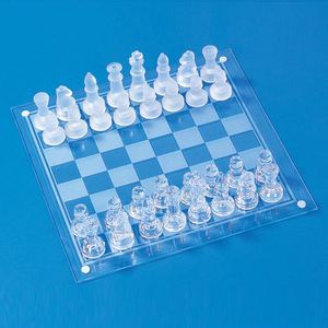 Hot Selling Luxury 25*25cm Frosted Glass Chess Set Children's Crystal Chessboard Puzzle <b>Board</b> Game Tabletop - Product Image 2