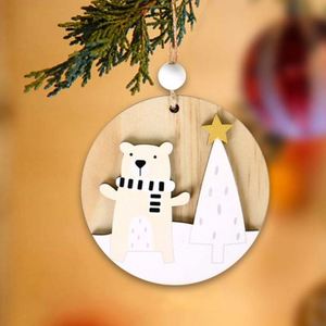 Handmade Santa Shape Wooden Christmas Ornaments Silk Screen Printed Christmas <b>Tree</b> Party Holiday Decorations Diy Wood Pieces - Product Image 4