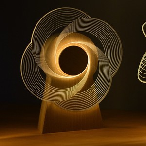 Boîte à musique rotative moderne en bois avec LED, cadeau créatif, lampe de chevet à éolienne rechargeable par USB, décoration d'intérieur - Product Image 3
