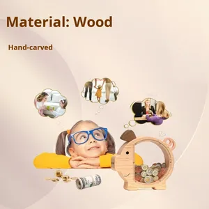 Hucha de madera adorable para niños y niñas, irrompible, caja creativa para ahorrar dinero - Product Image 5