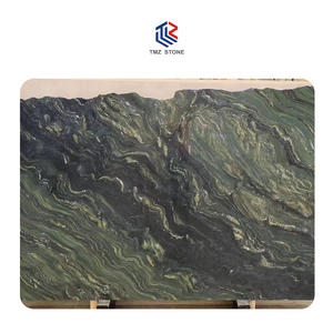 Dalle naturelle de luxe TMZ en quartzite de soie verte polie pour surface intérieure imperméable pour villas et armoires incurvées - Product Image 3