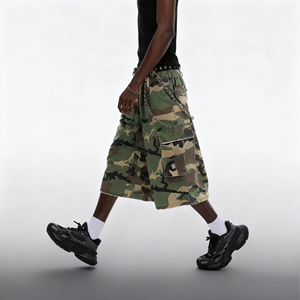 Pantalones de Trabajo de Camuflaje Personalizados, Estilo Baggy, con Estampado Digital Real Tree, Pantalones Cortos Cargo de Camuflaje de Sarga para Hombre, Tejido de Punto - Product Image 3