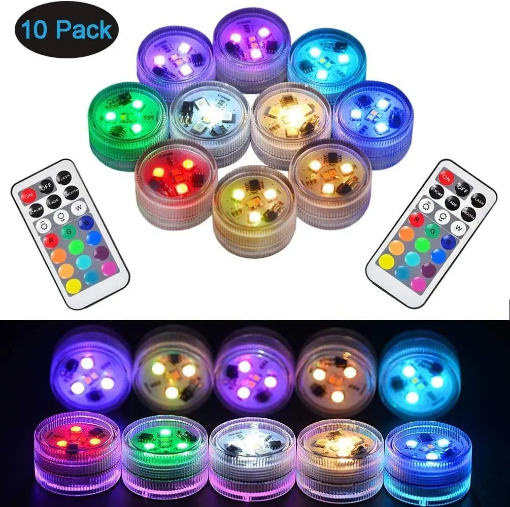 Kitosun Submersível Luzes LED Bateria de 1.5 polegadas Operado Super Brilhante À Prova D' Água LEVOU Luz Branco Quente Branco RGB com Controle Remoto