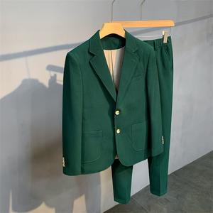 Traje <span class=keywords><strong>de</strong></span> Color sólido ajustado para hombre, traje informal <span class=keywords><strong>de</strong></span> un solo pecho con gofres <span class=keywords><strong>de</strong></span> estilo británico para hombre, abrigo <span class=keywords><strong>de</strong></span> negocios para jóvenes - Product Image 4