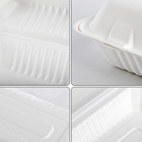 Nouvelles Boîtes Alimentaires Jetables en Bagasse de Canne à Sucre – Contenants Clamshell en Pulpe de Canne à Sucre Naturelle pour Plats à Emporter