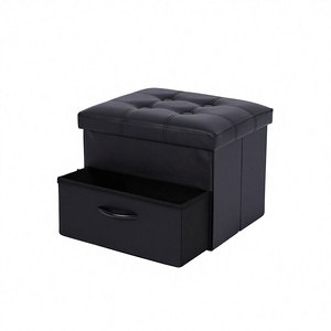 <span class=keywords><strong>Banc</strong></span> de fin de lit 43*33*33CM en cuir PVC coloré moderne pour salon et chambre, <span class=keywords><strong>avec</strong></span> <span class=keywords><strong>tiroir</strong></span> et poignées en bois et métal - Product Image 2