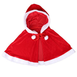 Navidad terciopelo rojo borde peludo con capucha Cappa etapa niños capa nuevo Papá Noel niños Cosplay chico ropa niñas con sombrero - Product Image 3