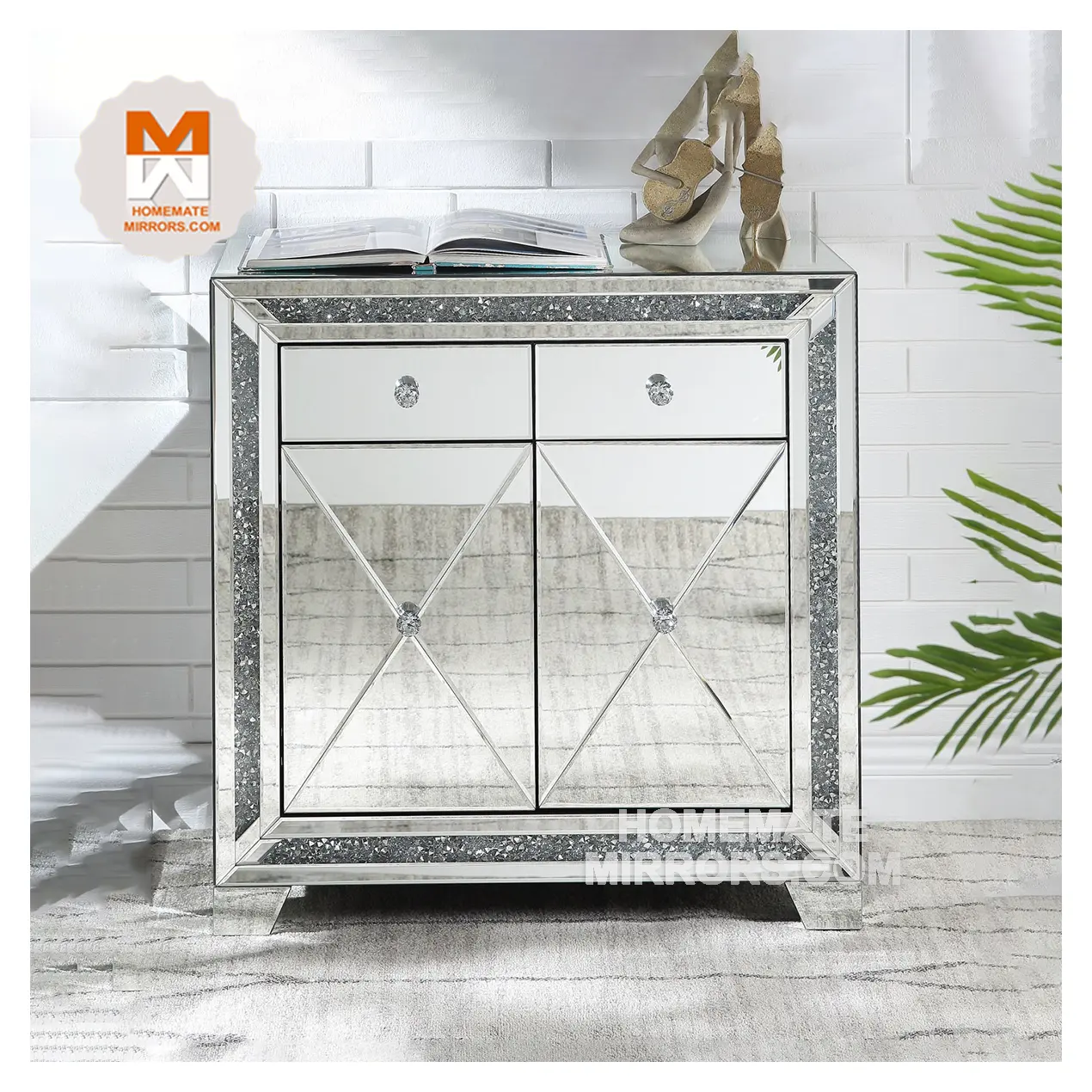 Competitive Hot mirrored furniture mirrored sideboard with drawers HMF21043