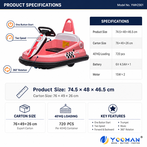 Auto Elettrica RC per Bambini con Paraurti Rotante a 360 Gradi, Unisex, Blu e Rossa, in Plastica, per 2-4 Anni e 5-7 Anni, Regalo - Product Image 2